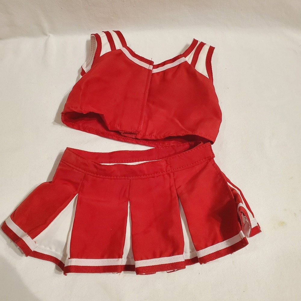 Build a Bear Cheer 2 Pc Red White Skirt‎ Top Clothes Dress Up Play BABW - Picture 3 of 16